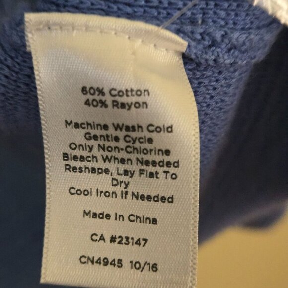 Talbots NWOT Blue Cotton Blend Ribbed Detail Open Front Sweater Jacket Size M - Picture 7 of 7